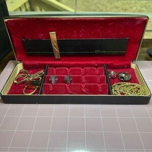 Vintage MCM Shields Men’s Jewelry Case Red Velvet Lining faux leather sleek